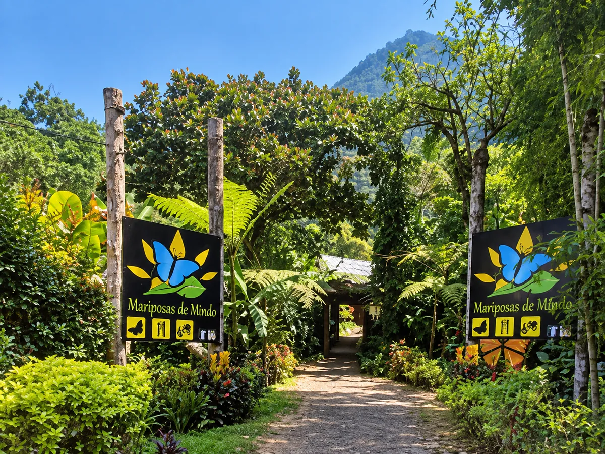 Entrada del mariposario en Mindo, Ecuador